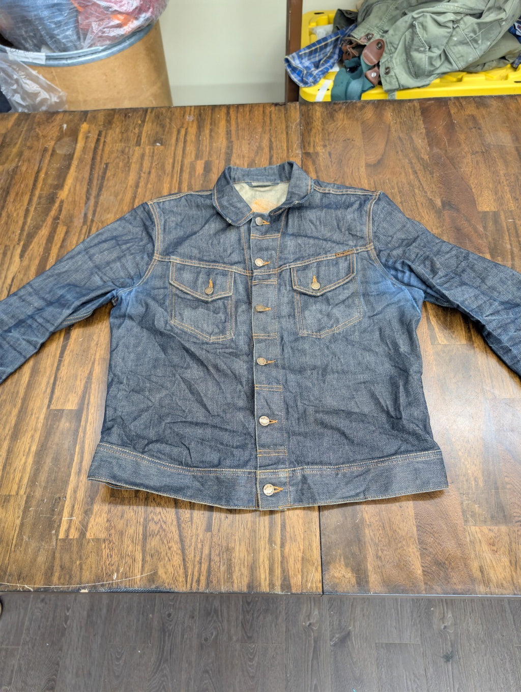 Nudie Jeans Conny Organic Dry Blue Denim Jacket Mens L Raw