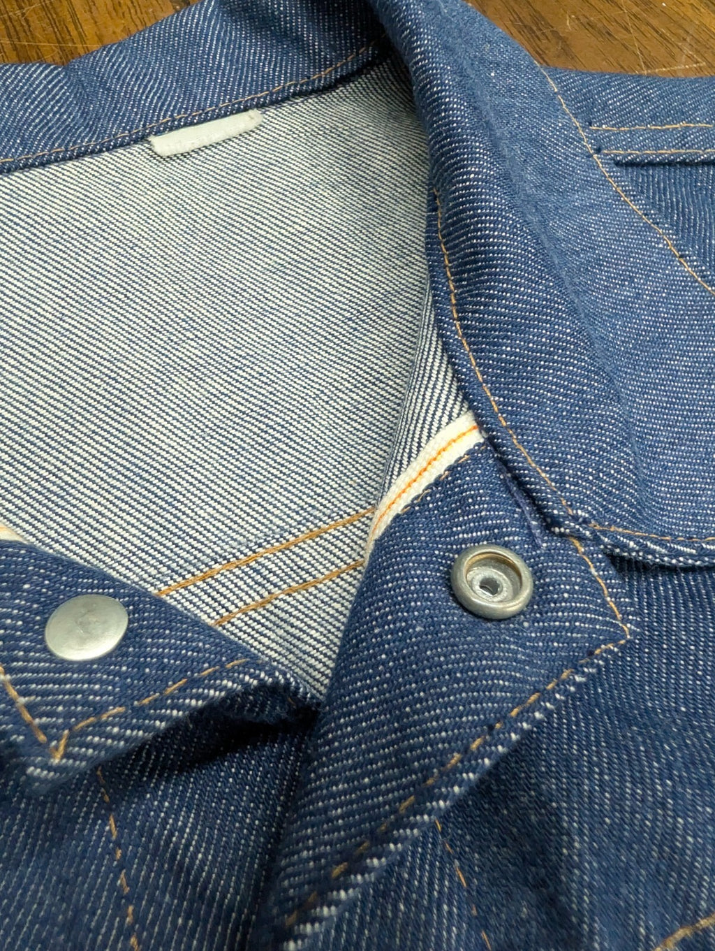 Super Denim Vintage Selvedge Jean Jacket Snap Front Blue S