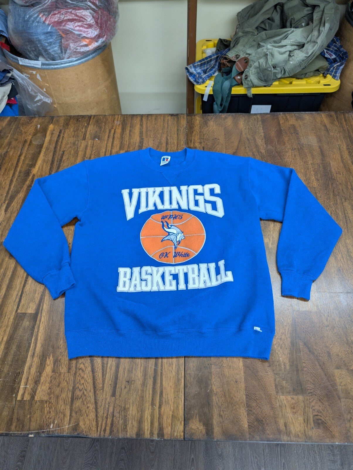 Vintage WPHS Vikings Basketball Sweatshirt Russell XL Blue