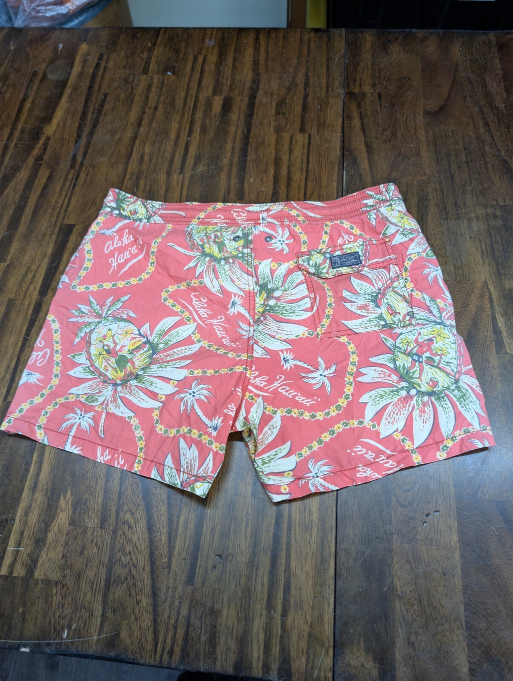 Polo Ralph Lauren Mens Hawaiian Swim Trunks Pink Floral L