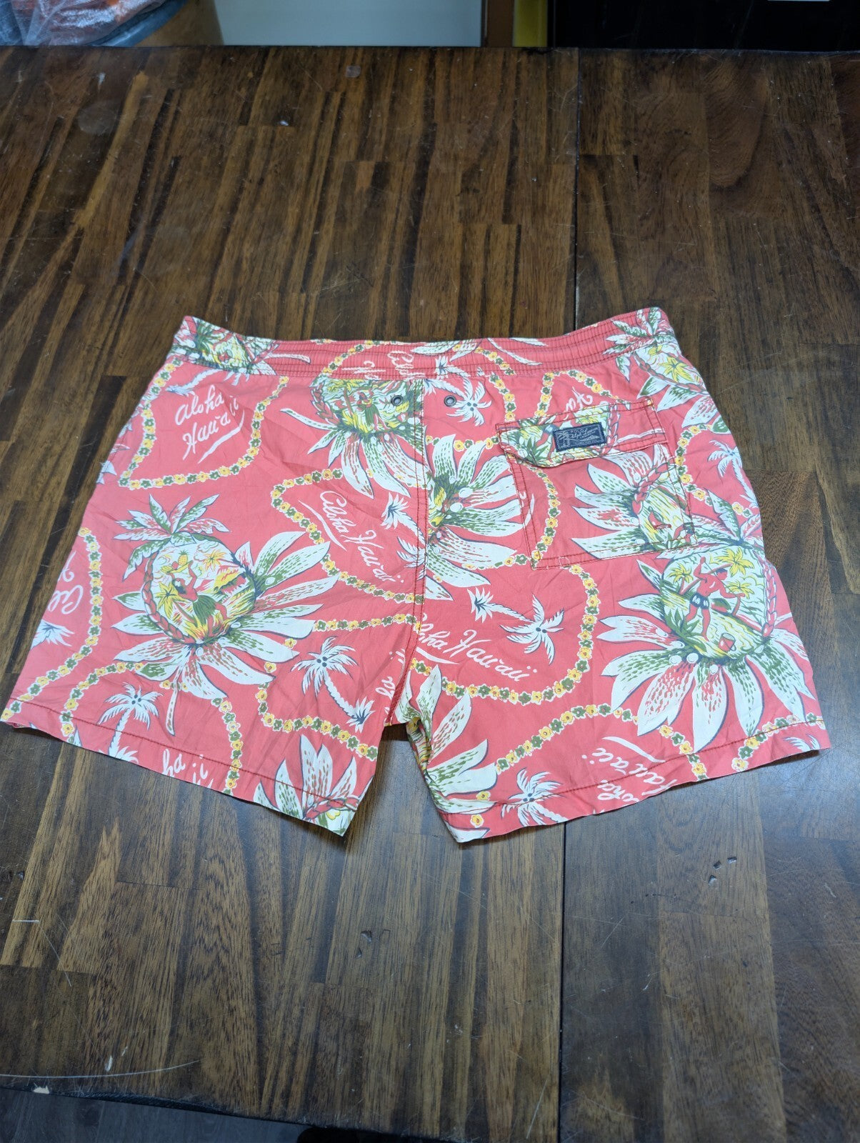 Polo Ralph Lauren Mens Hawaiian Swim Trunks Pink Floral L