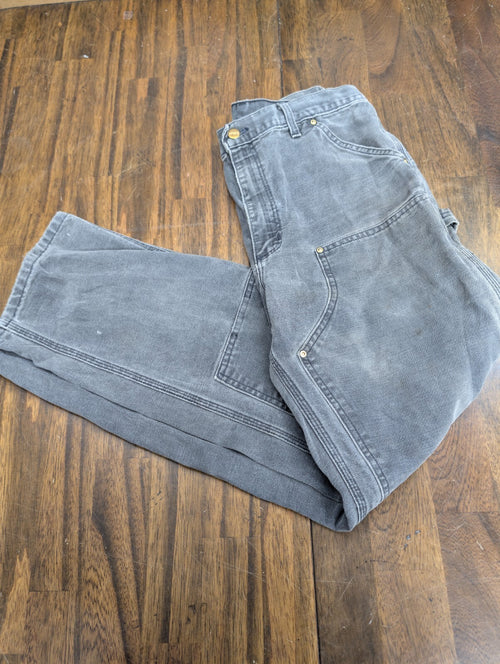 Carhartt Gravel Grey Duck Canvas Double Knee Pants 32 x 31