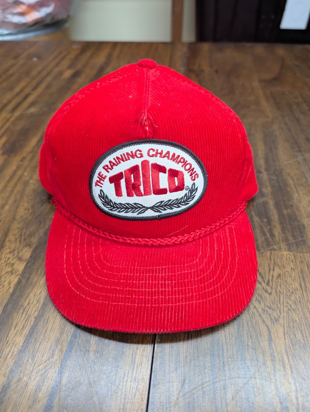 Trico Raining Champions Hat Vintage Corduroy Red Trucker Cap