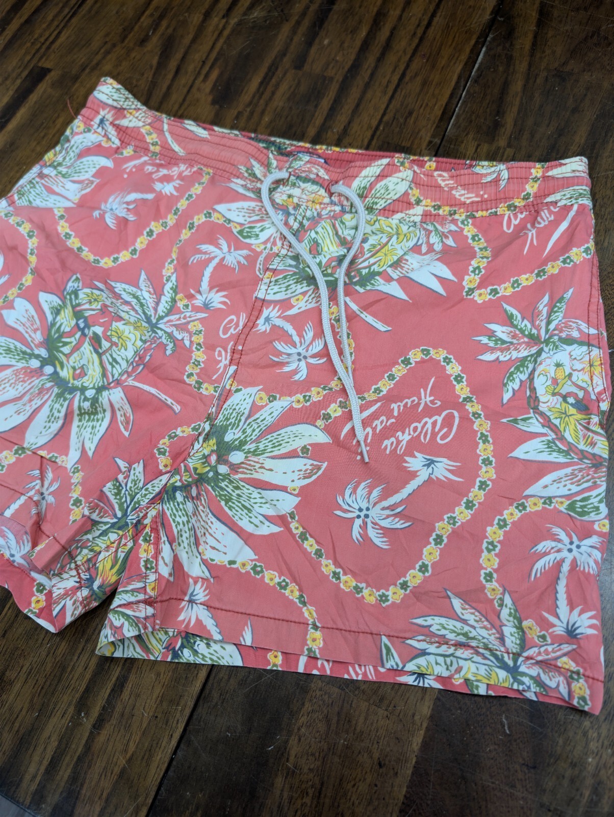 Polo Ralph Lauren Mens Hawaiian Swim Trunks Pink Floral L