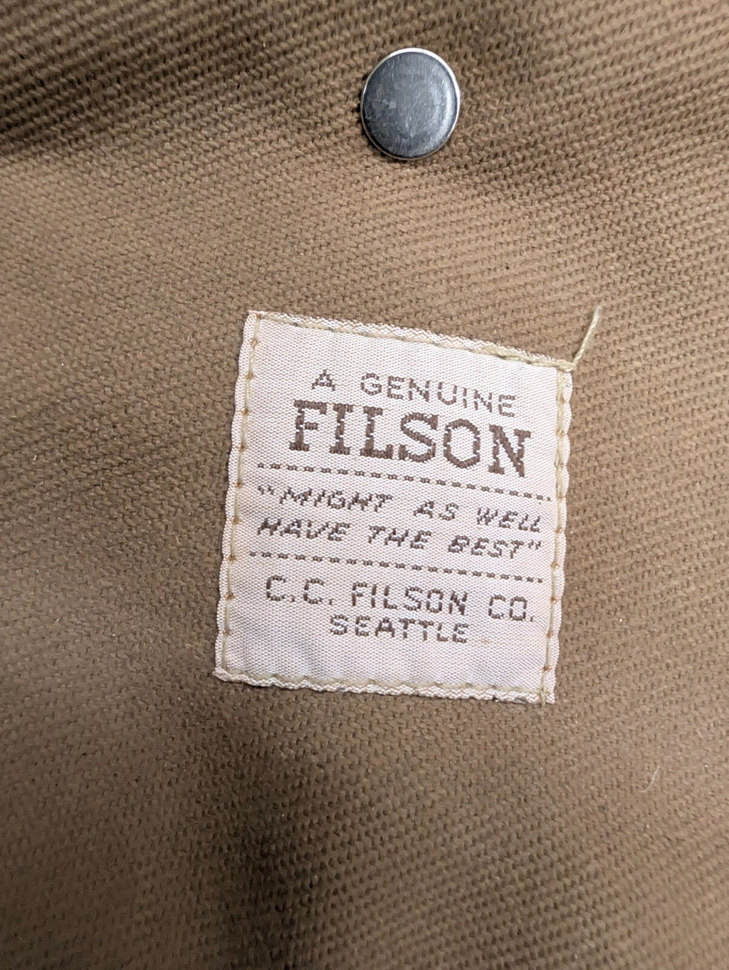 Filson Rugged Twill Medium Duffle Bag Tan Canvas Leather USA