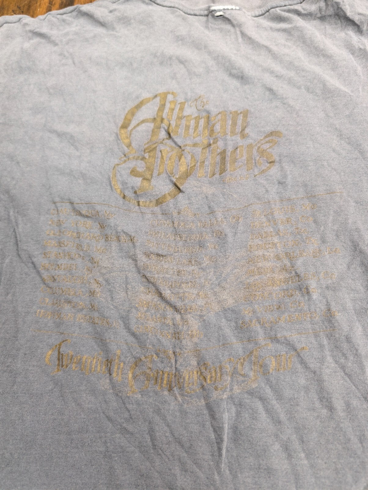 Allman Brothers 20th Tour Hanes Vintage T-Shirt XL Gray USA