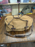 Filson Rugged Twill Medium Duffle Bag Tan Canvas Leather USA