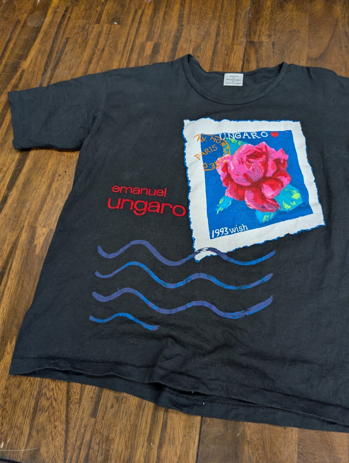Emanuel Ungaro Parfums 1993 Wish Tee Vintage Black USA