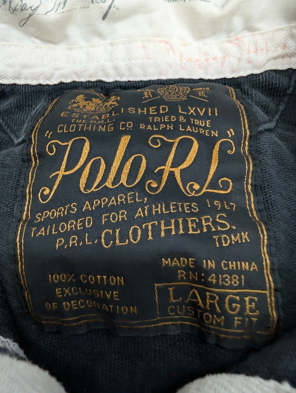 Polo Ralph Lauren Rugby Shirt Large Short Sleeve Patch Black