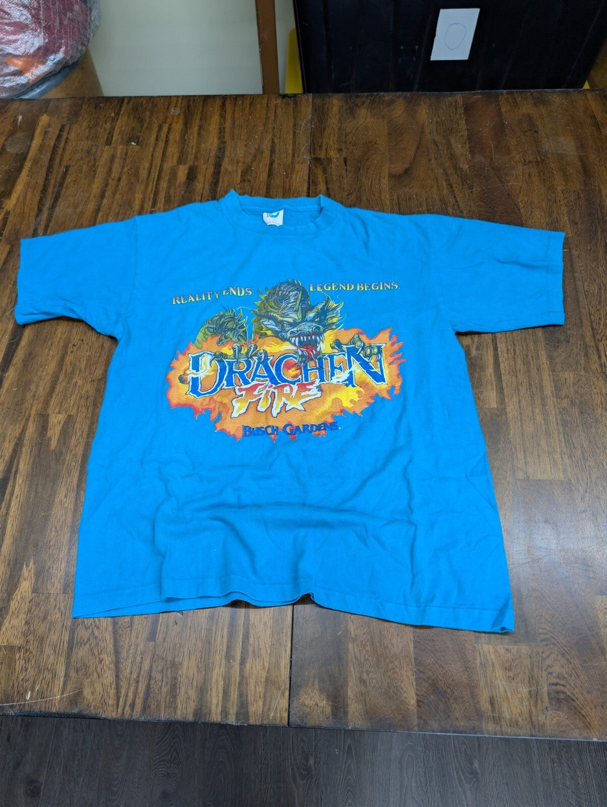 Drachen Fire Busch Gardens Seaports T Shirt Vintage 90s L
