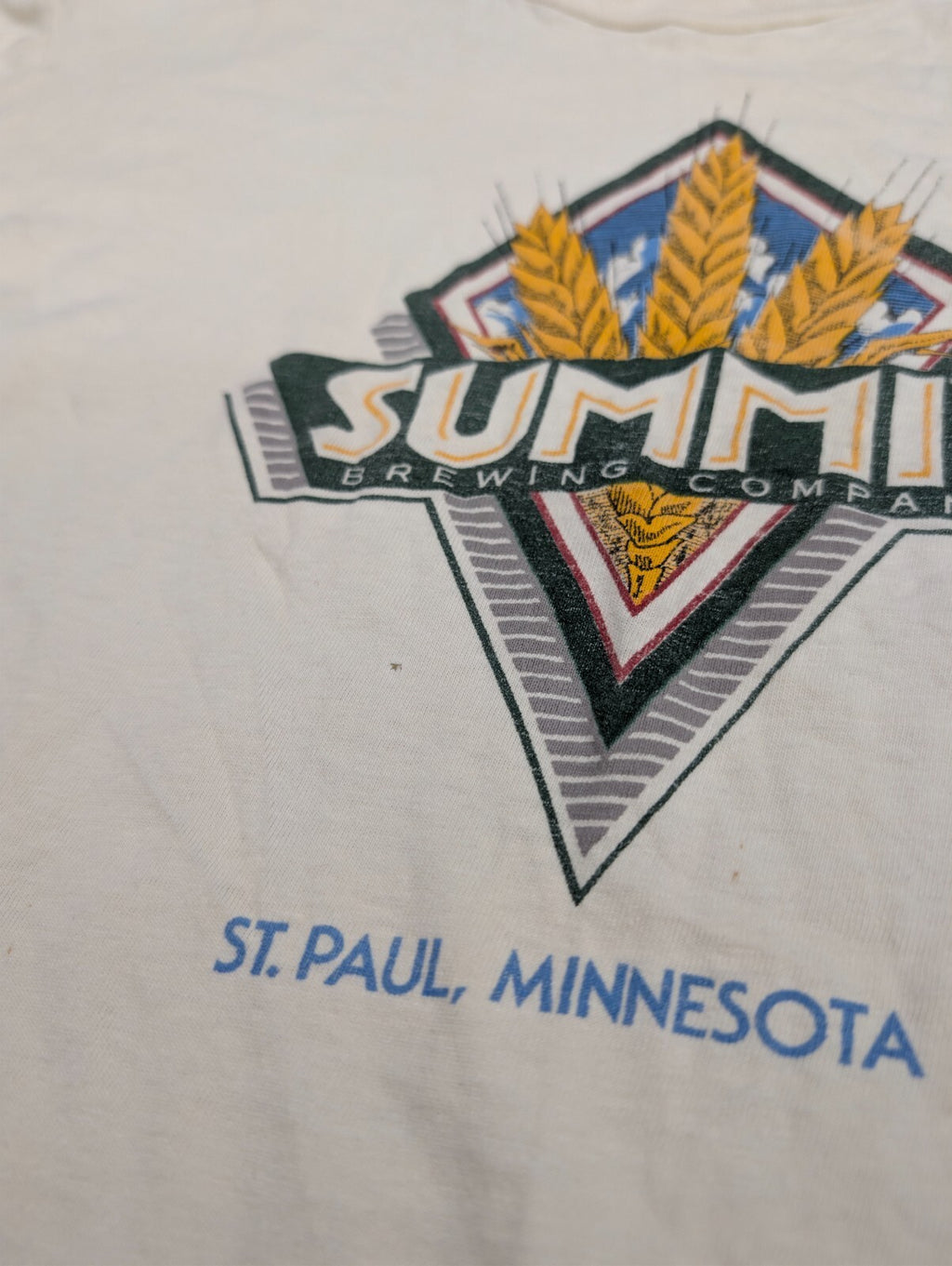Summit Brewing Co Shirt Stedman Large Cream Vintage USA Made