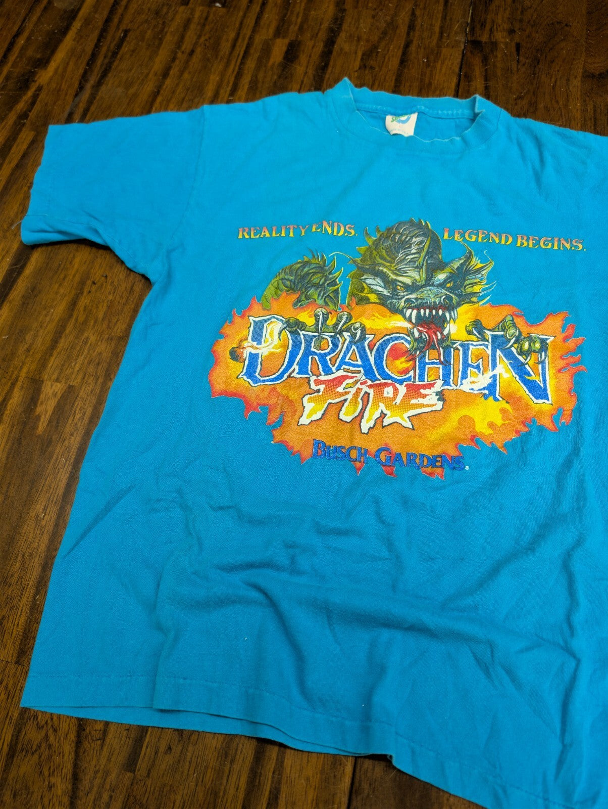 Drachen Fire Busch Gardens Seaports T Shirt Vintage 90s L