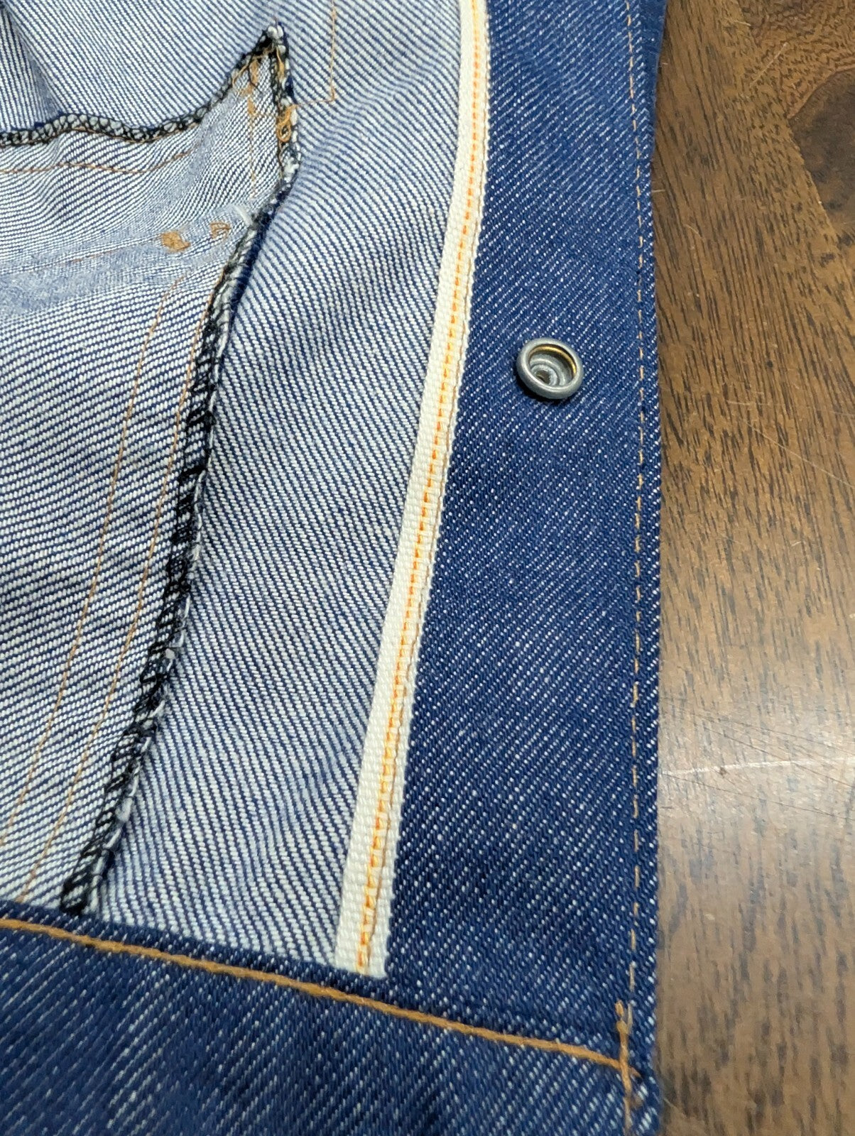 Super Denim Vintage Selvedge Jean Jacket Snap Front Blue S