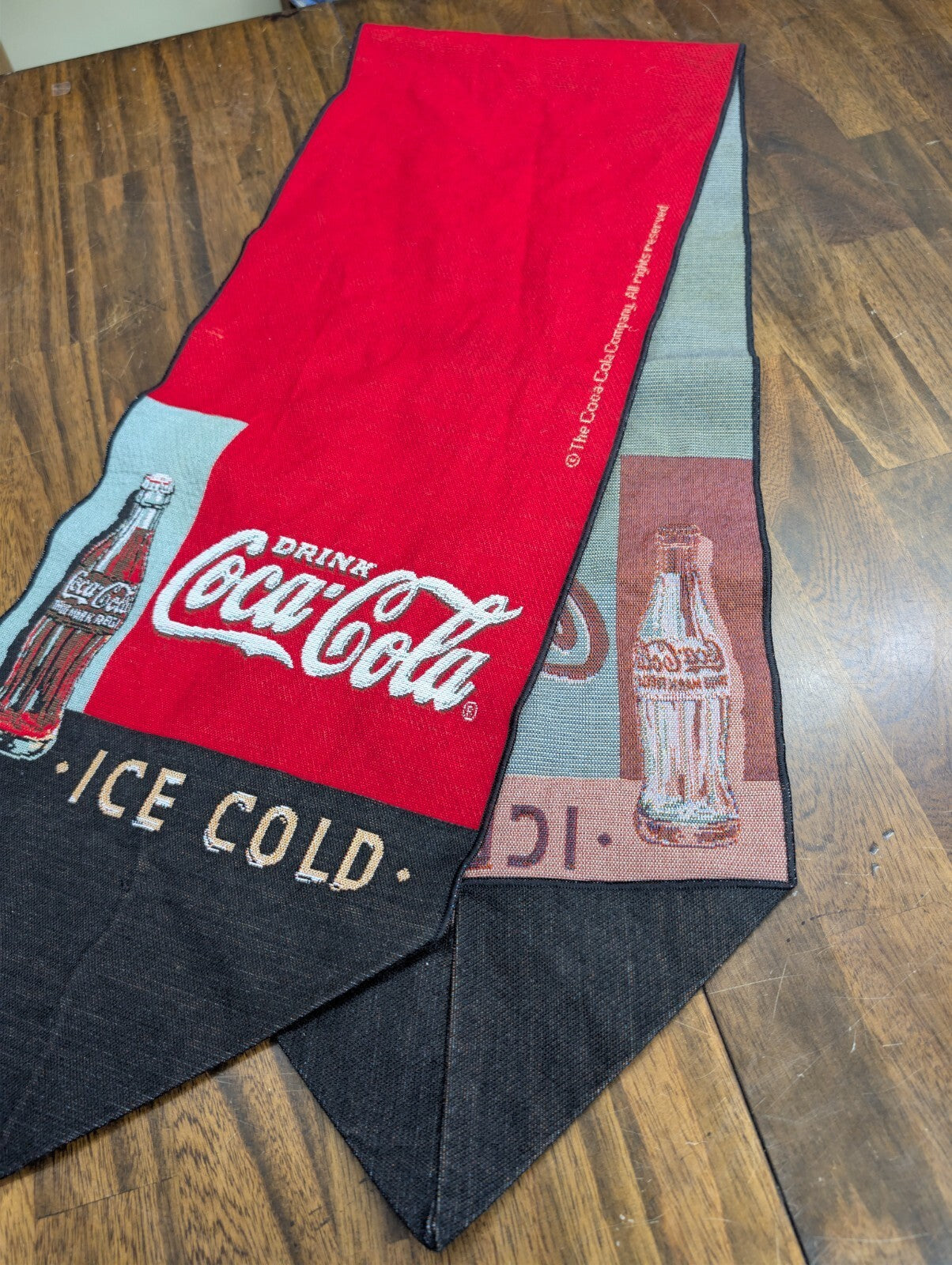 Coca-Cola Table Runner Tapestry Woven Drink Ice Cold Red