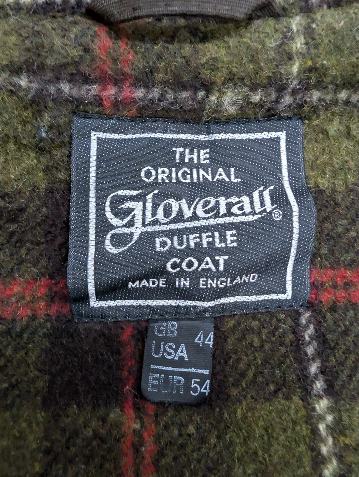 Gloverall Duffle Coat Olive Wool Hooded Jacket UK 44 58 Char