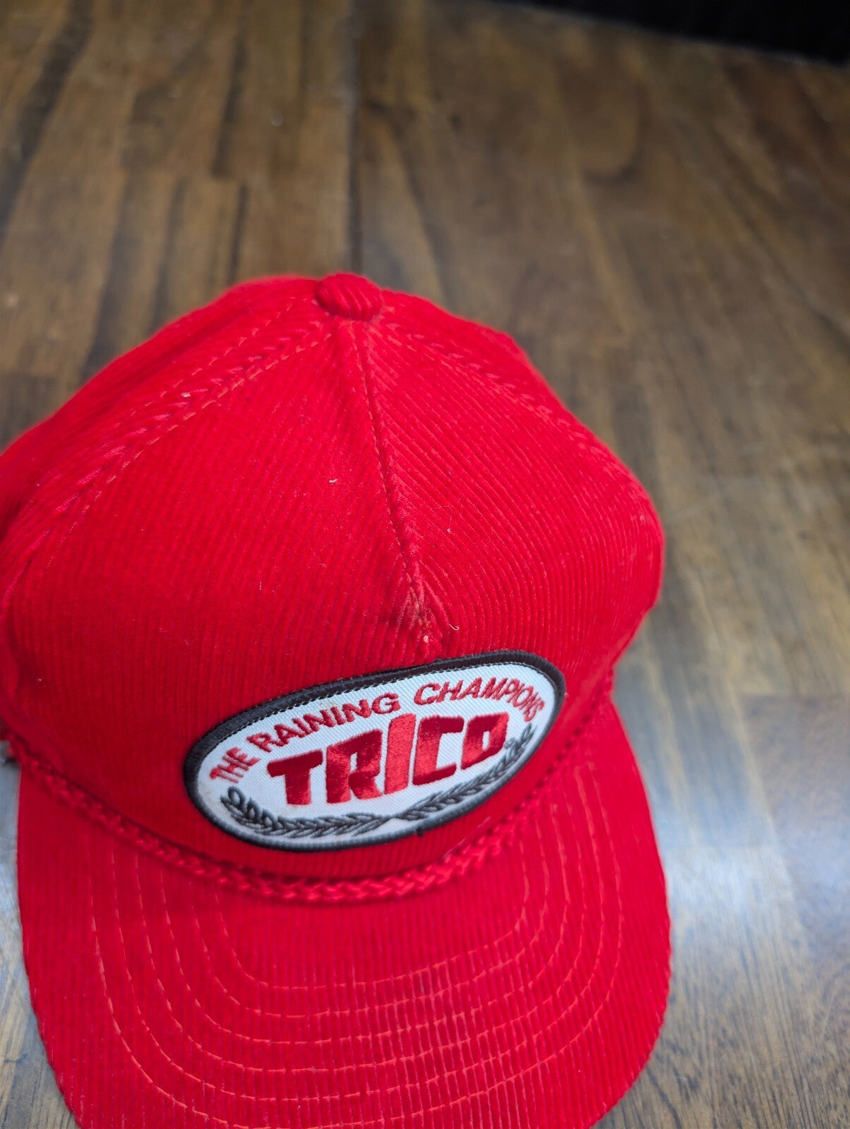 Trico Raining Champions Hat Vintage Corduroy Red Trucker Cap