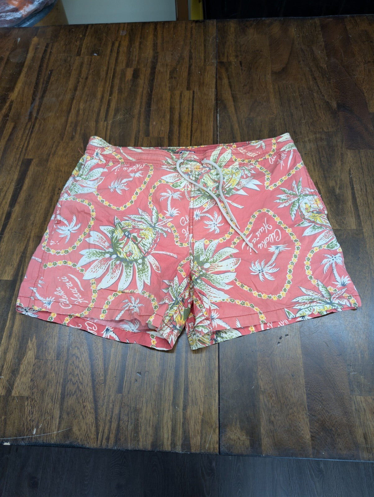 Polo Ralph Lauren Mens Hawaiian Swim Trunks Pink Floral L