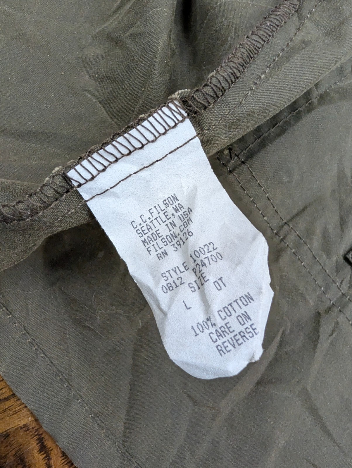 Filson Waxed Canvas Field Parka Jacket Hooded Large Olive