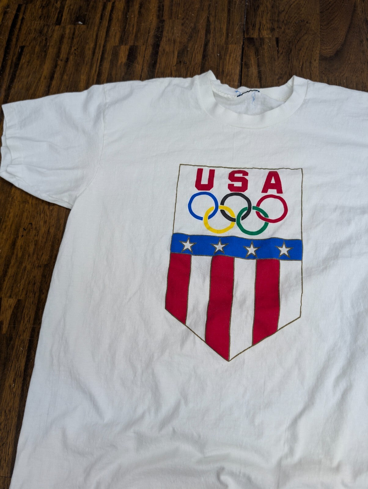 USA Olympics Vintage T Shirt Crest Rings Mens Size Medium