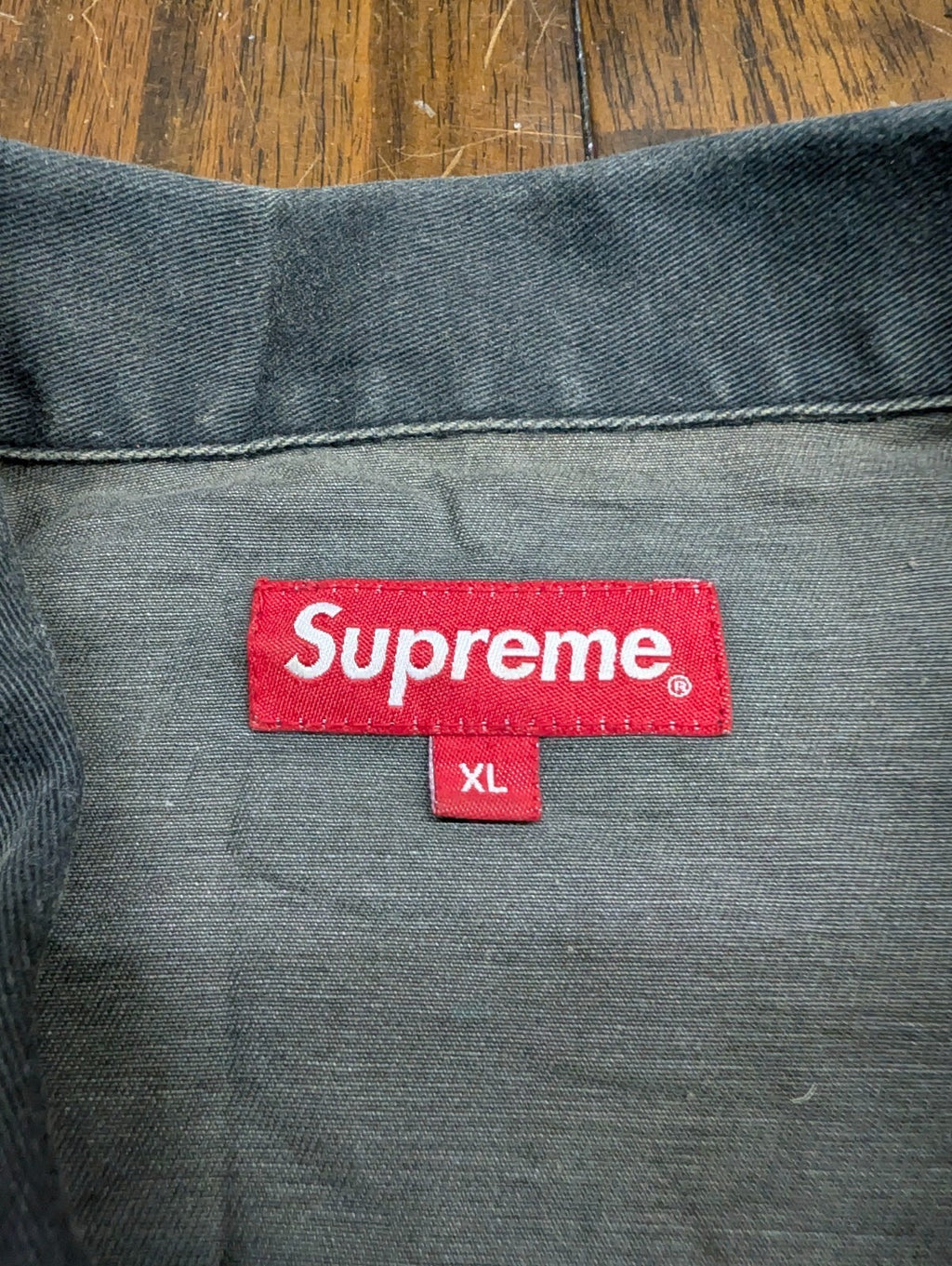 Supreme Skull Pile Denim Work Jacket Liquid Blue Green XL