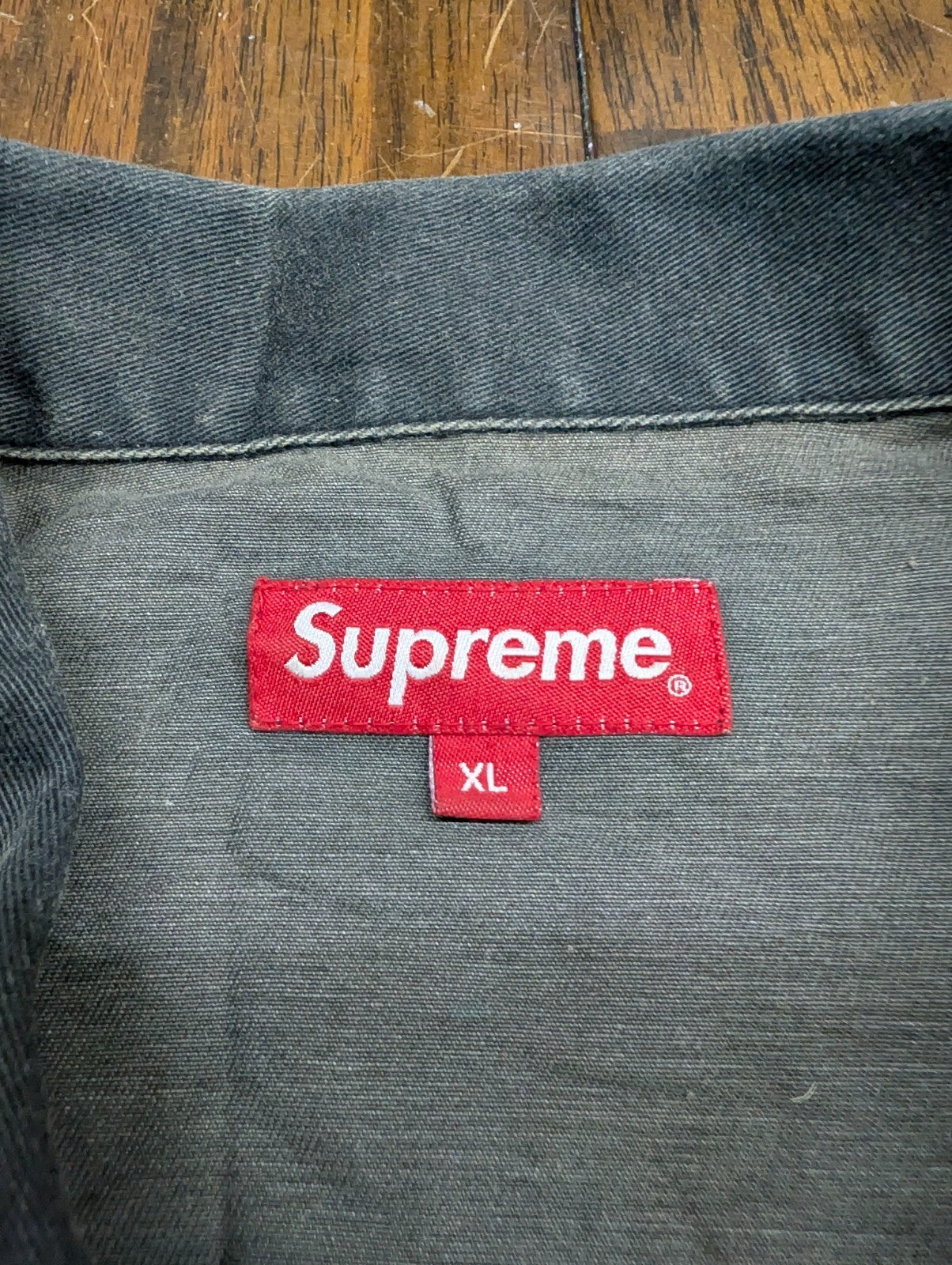 Supreme Skull Pile Denim Work Jacket Liquid Blue Green XL