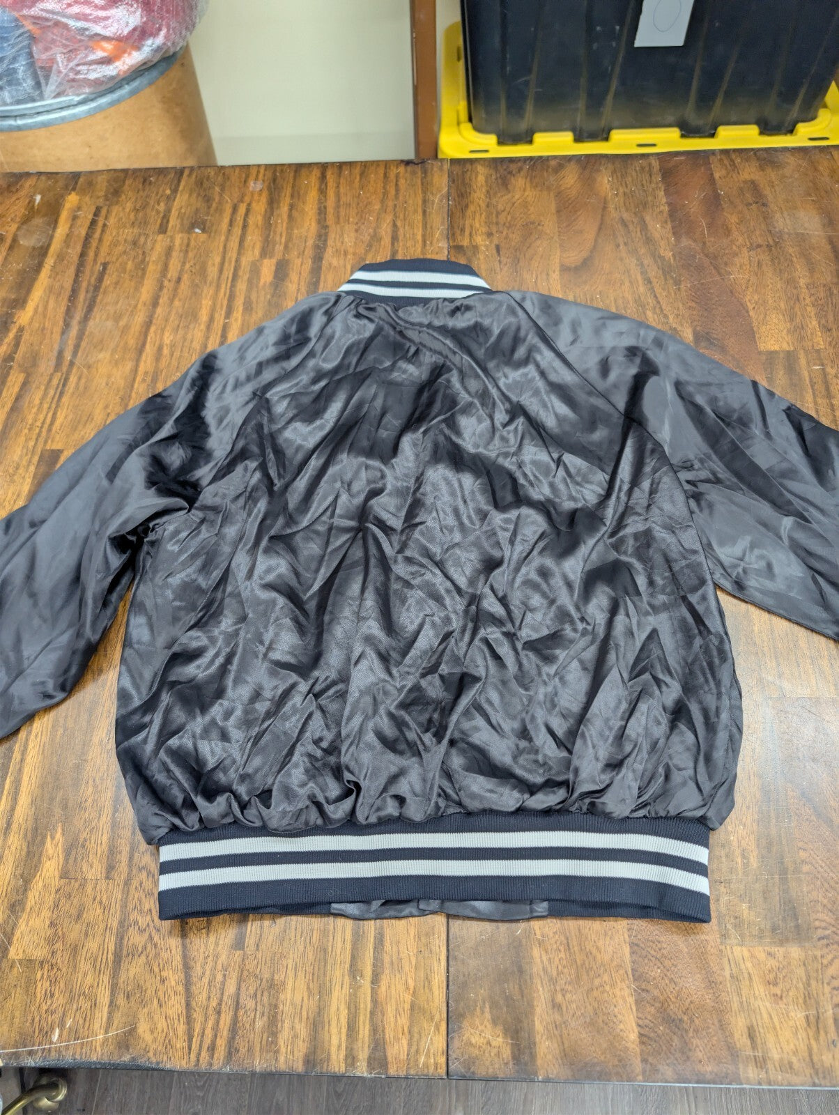 John Deere WestArk Satin Bomber Jacket Vintage USA Black XL