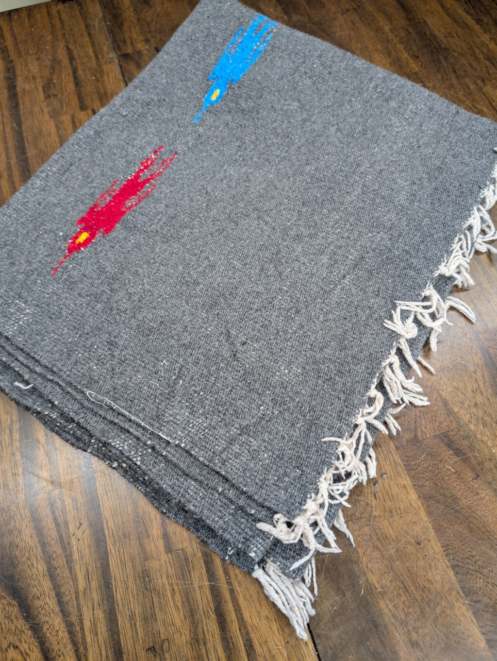 Vintage Zapotec Style Yei Rug Mexican Wool Blanket 75x47
