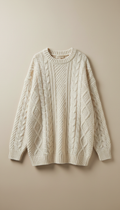 1980s oversized cream cable-knit sweater