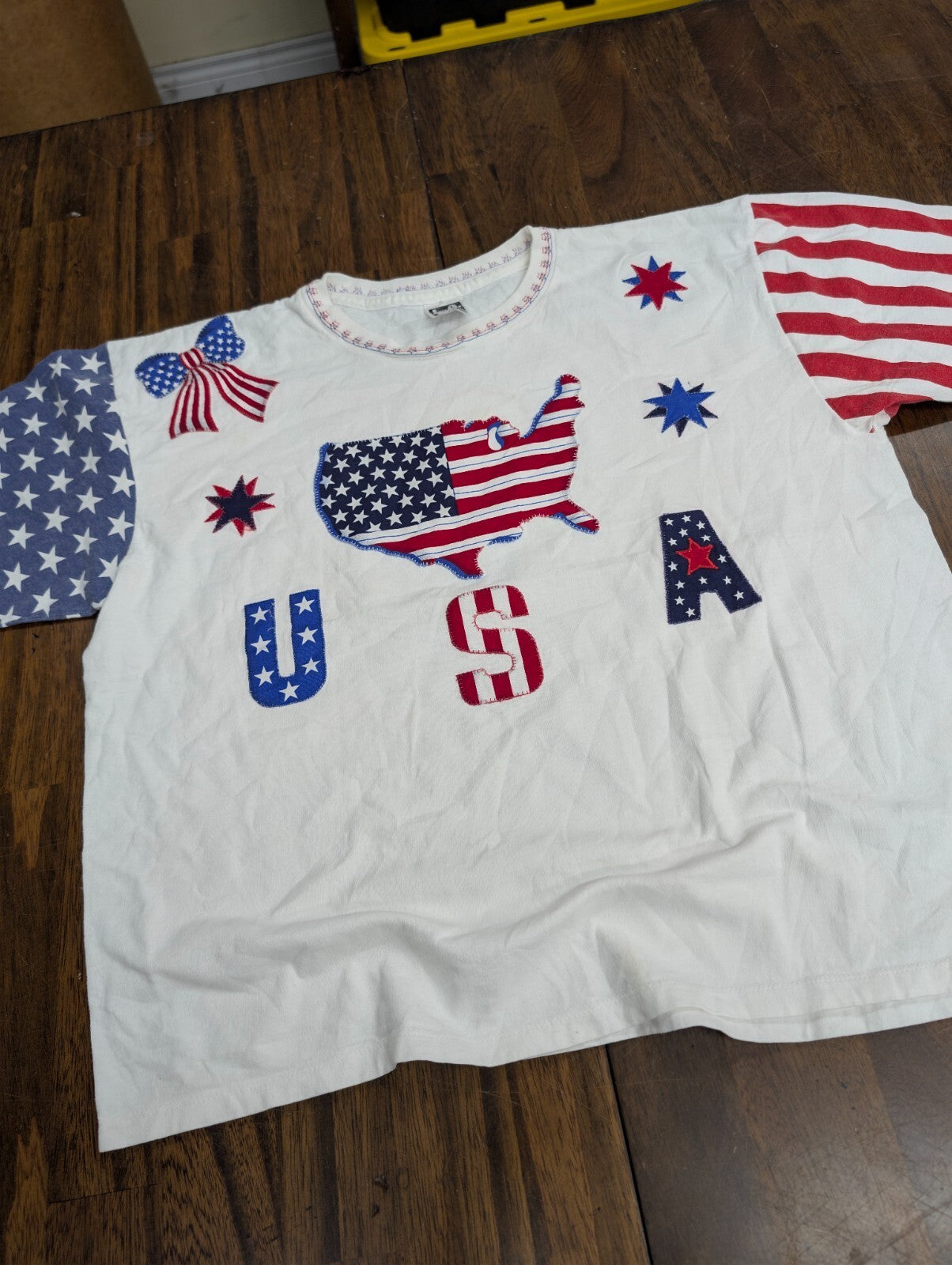 USA Flag Patch T-Shirt Womens Xl La T Sportswear Patriotic