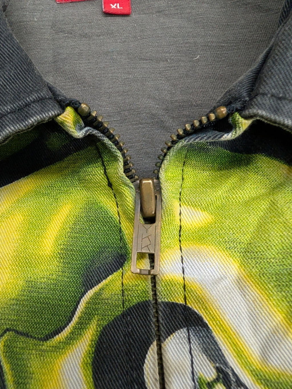 Supreme Skull Pile Denim Work Jacket Liquid Blue Green XL