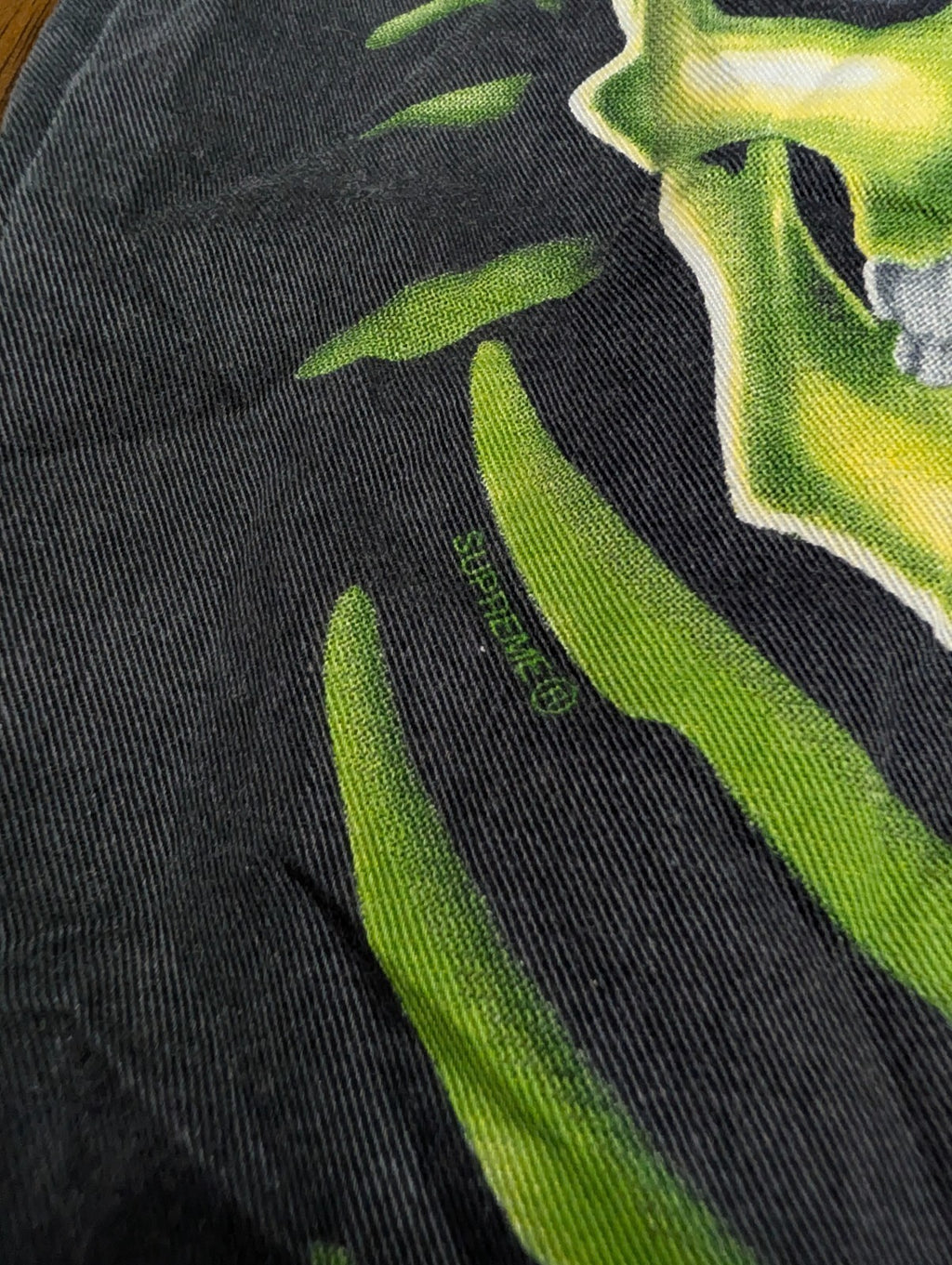 Supreme Skull Pile Denim Work Jacket Liquid Blue Green XL