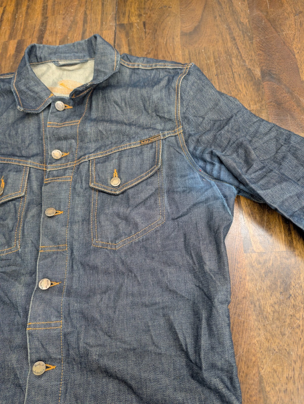 Nudie Jeans Conny Organic Dry Blue Denim Jacket Mens L Raw