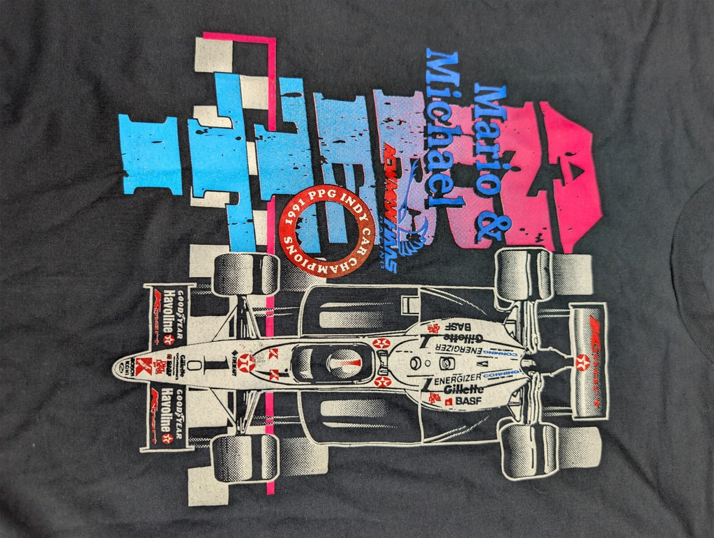 Mario & Michael Andretti Screen Stars Racing Tee XL Vintage