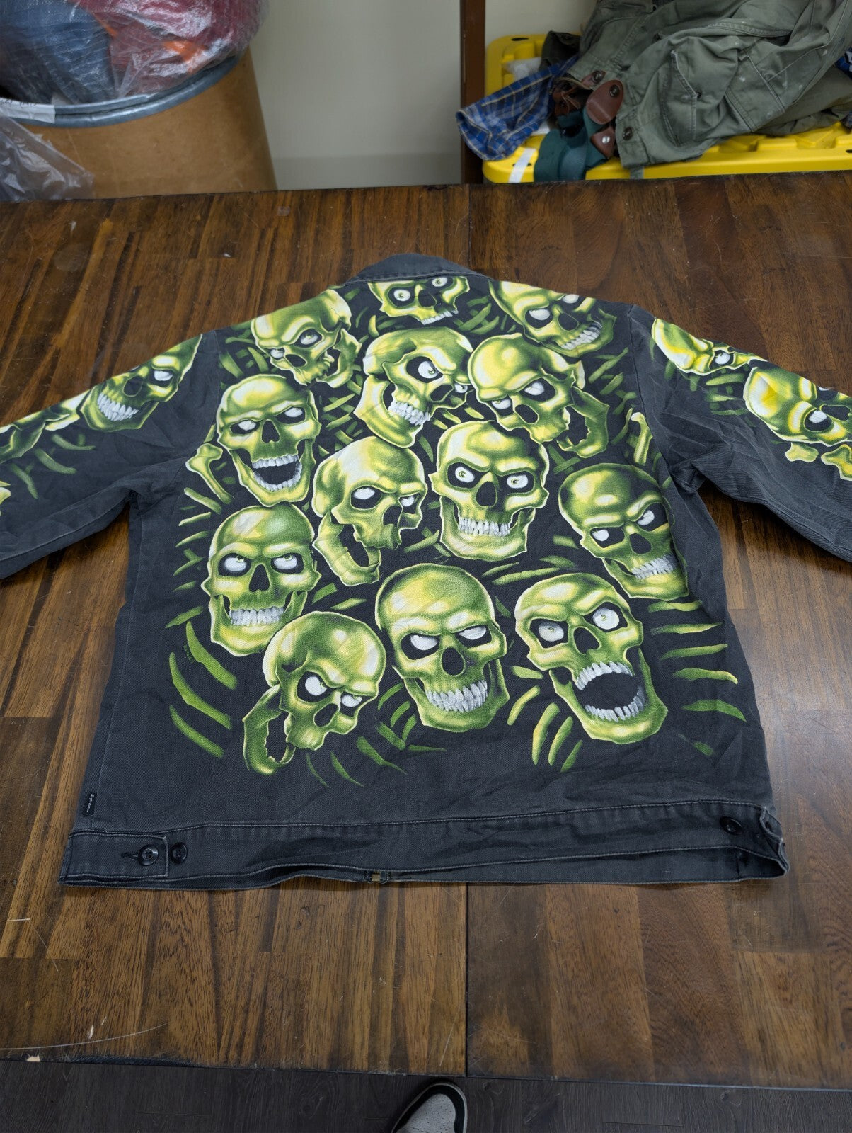 Supreme Skull Pile Denim Work Jacket Liquid Blue Green XL