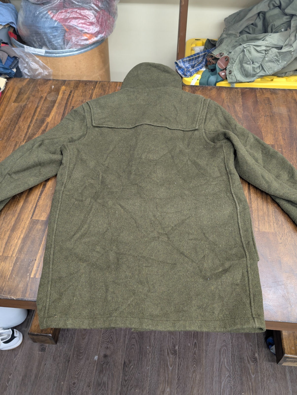 Gloverall Duffle Coat Olive Wool Hooded Jacket UK 44 58 Char