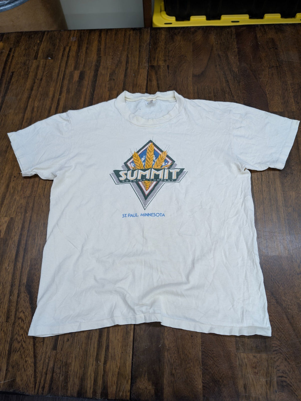 Summit Brewing Co Shirt Stedman Large Cream Vintage USA Made