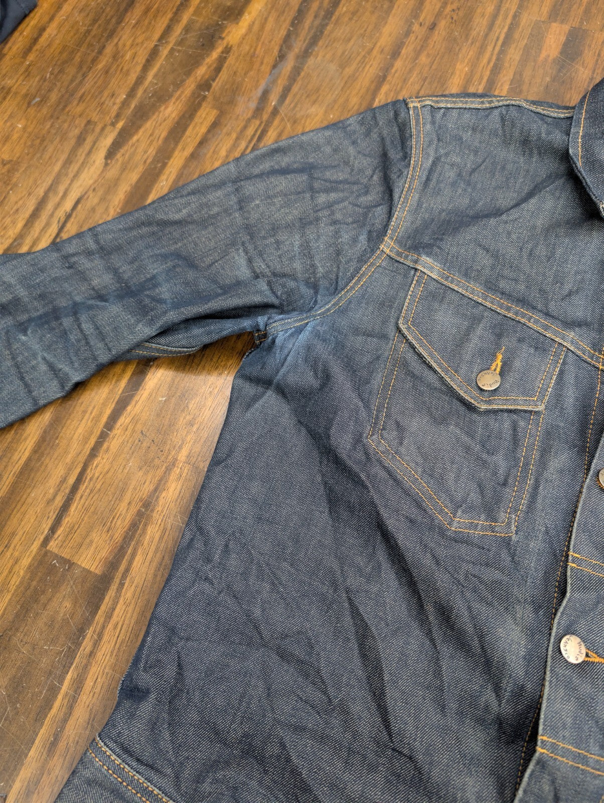 Nudie Jeans Conny Organic Dry Blue Denim Jacket Mens L Raw