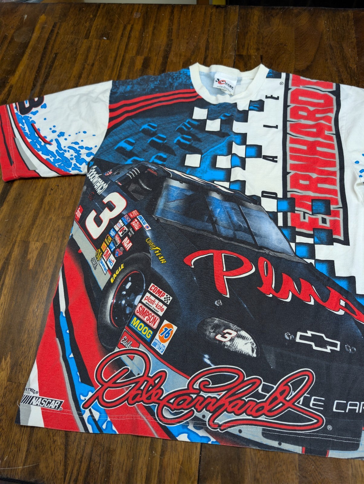Vintage Dale Earnhardt All Over Print T Shirt L Chase Nutmeg