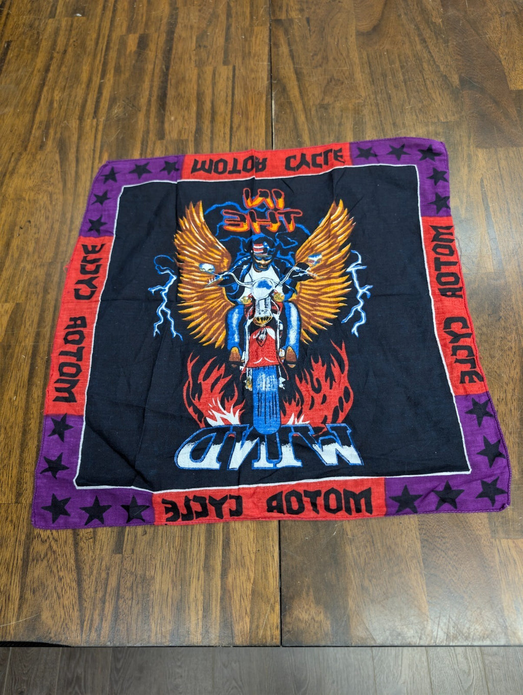 Motorcycle Bandana Biker Eagle Wings Flame Scarf 19x19.5
