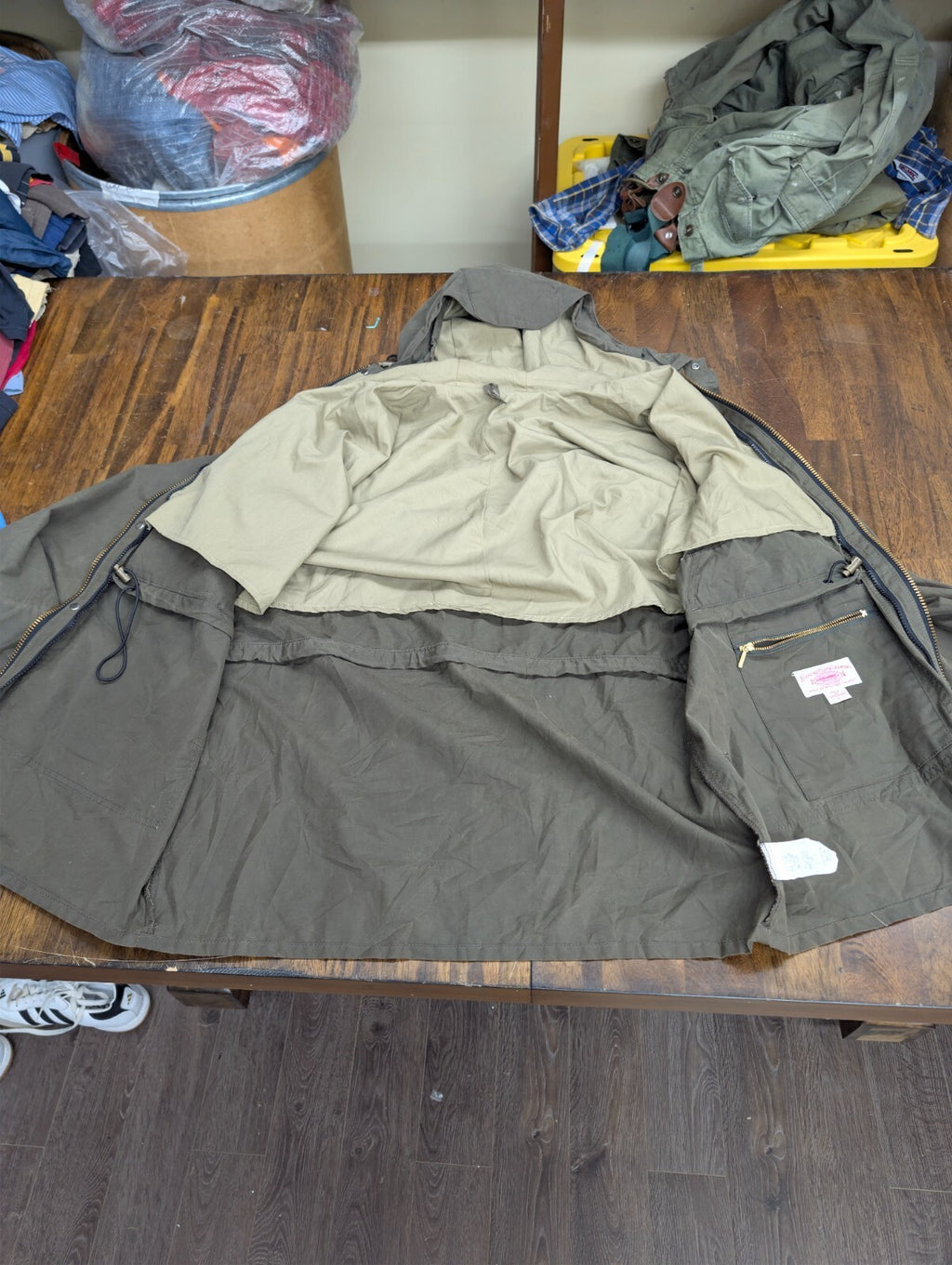 Filson Waxed Canvas Field Parka Jacket Hooded Large Olive
