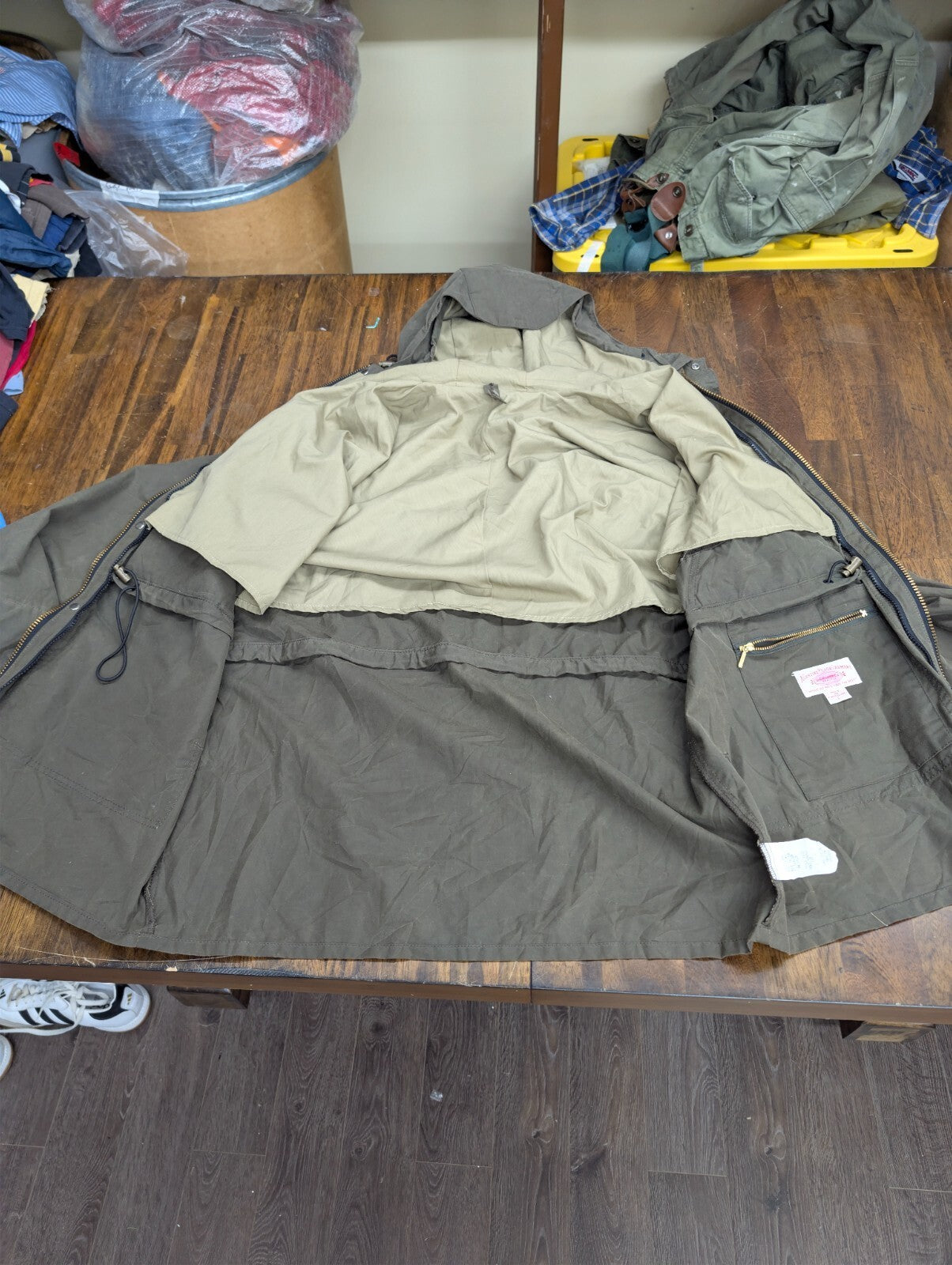 Filson Waxed Canvas Field Parka Jacket Hooded Large Olive