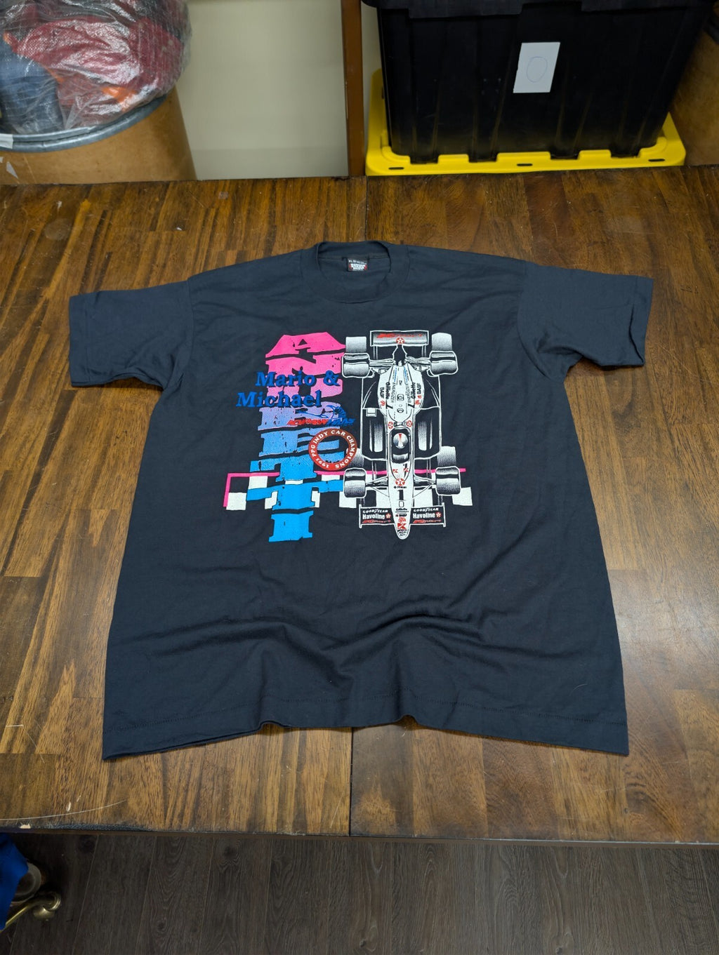 Mario & Michael Andretti Screen Stars Racing Tee XL Vintage