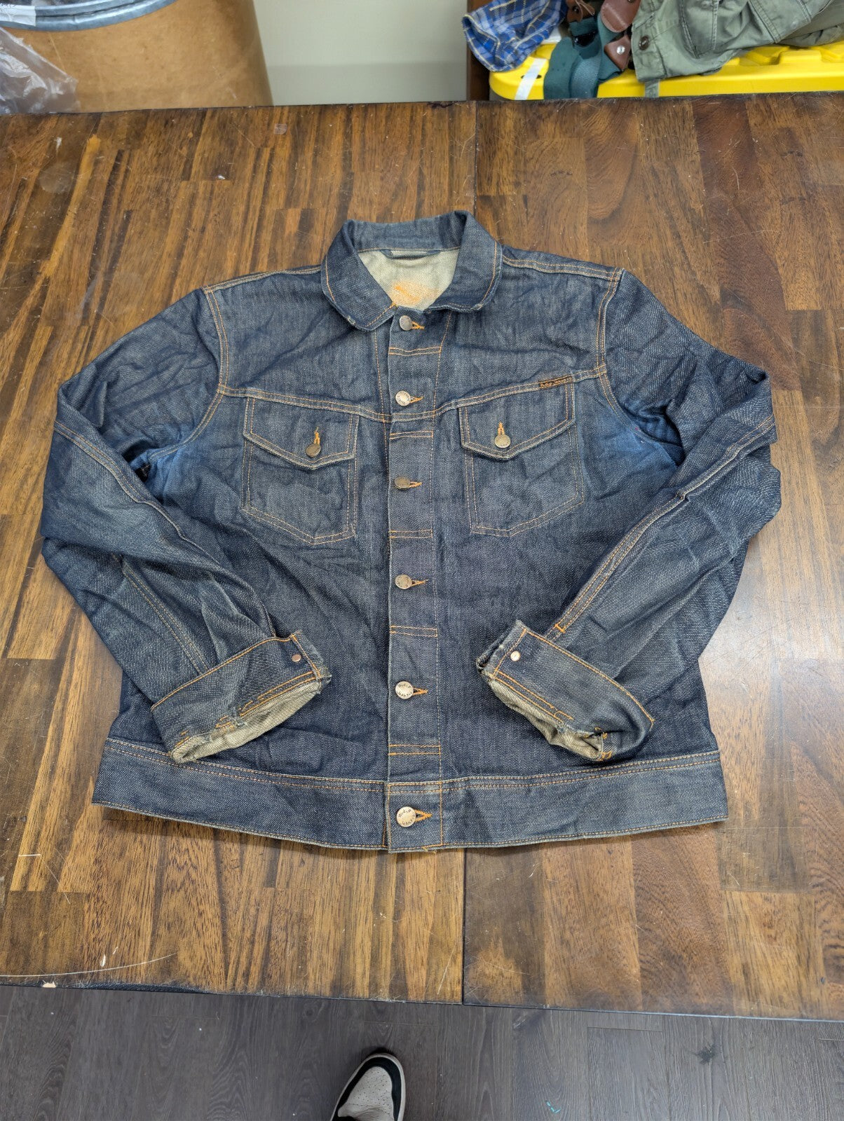Nudie Jeans Conny Organic Dry Blue Denim Jacket Mens L Raw