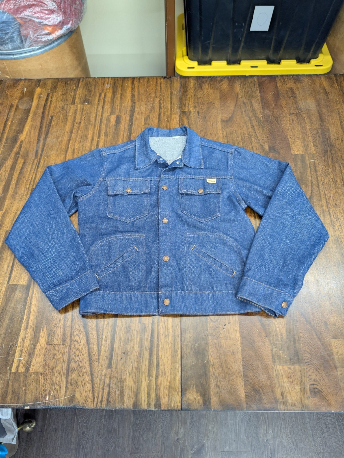 Super Denim Vintage Selvedge Jean Jacket Snap Front Blue S