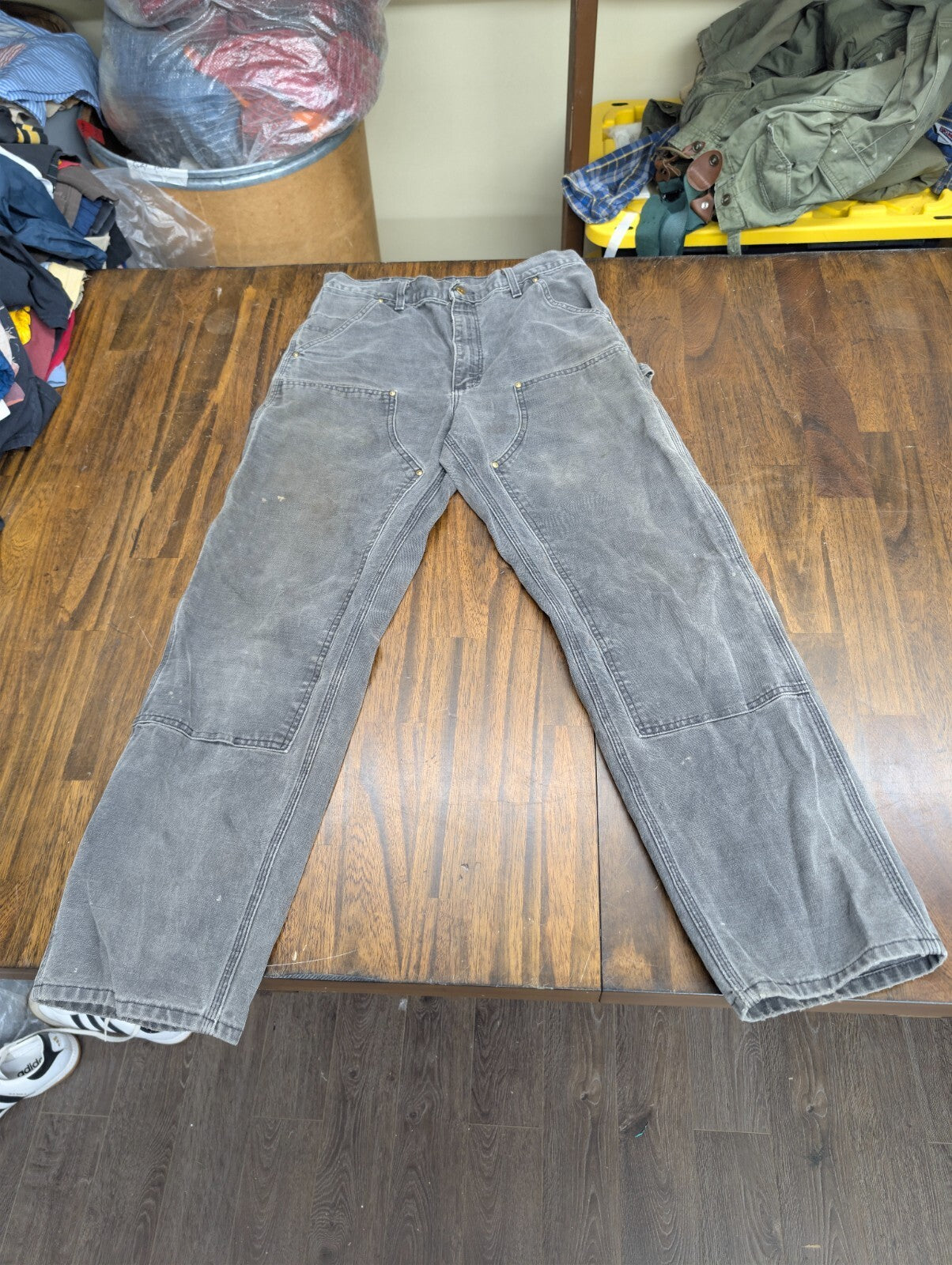 Carhartt Gravel Grey Duck Canvas Double Knee Pants 32 x 31