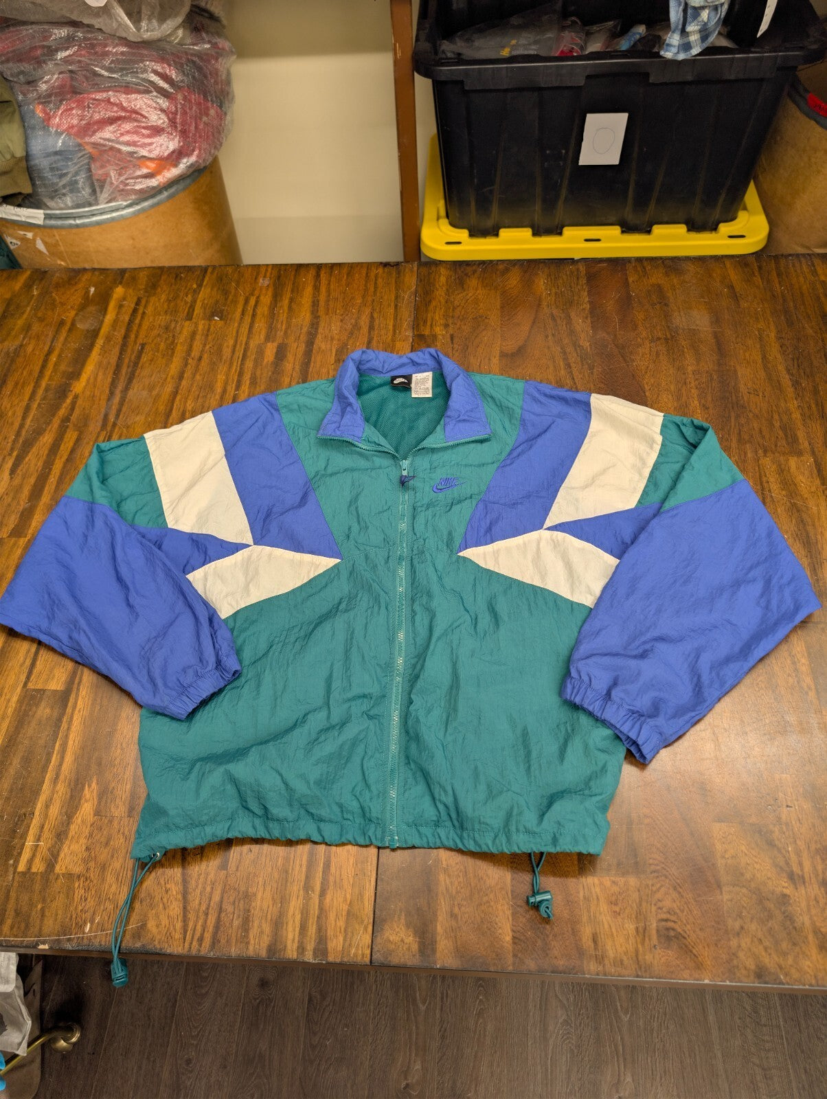 Nike Track Windbreaker Jacket L Vintage Teal Blue Colorblock
