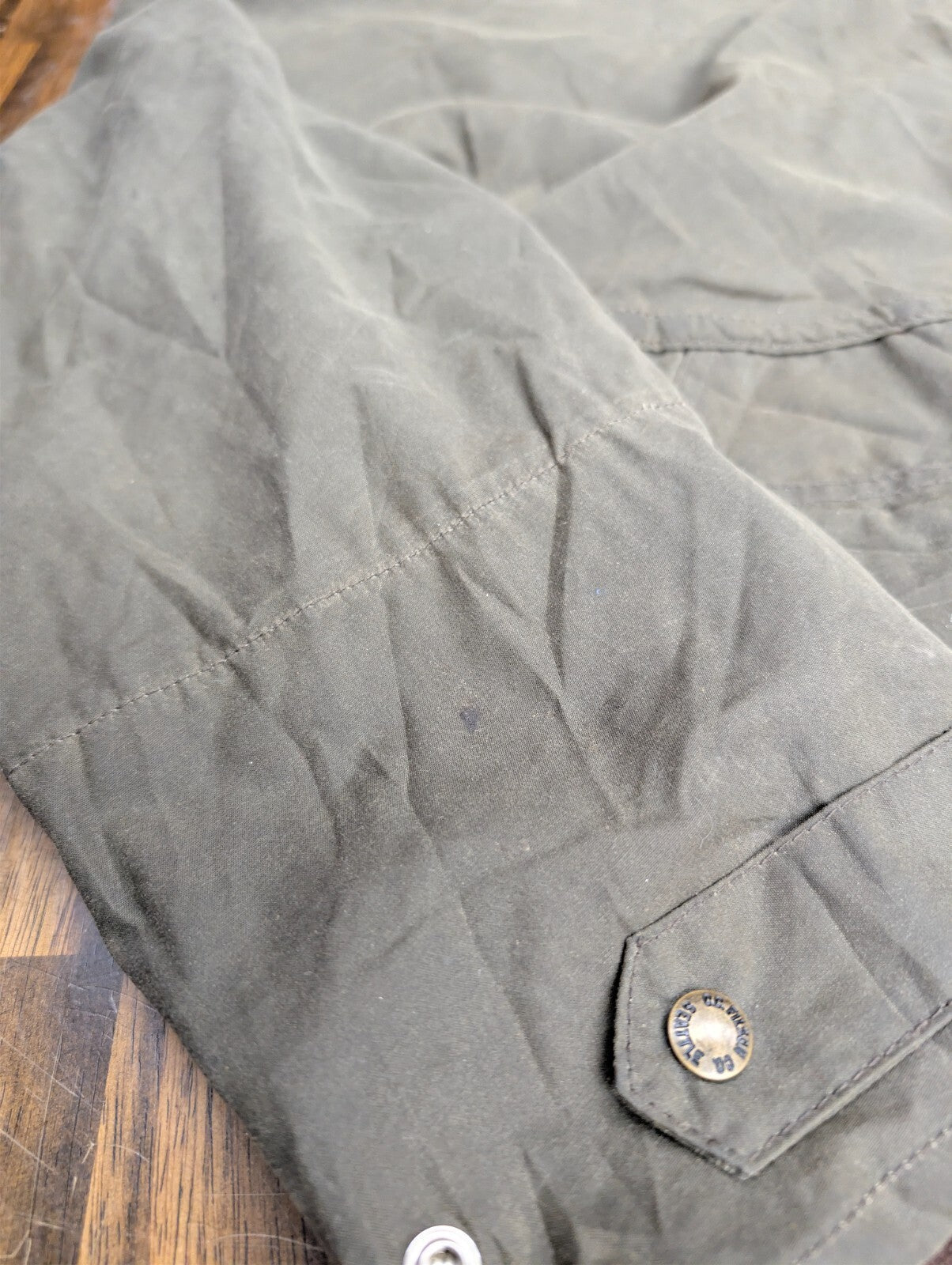 Filson Waxed Canvas Field Parka Jacket Hooded Large Olive