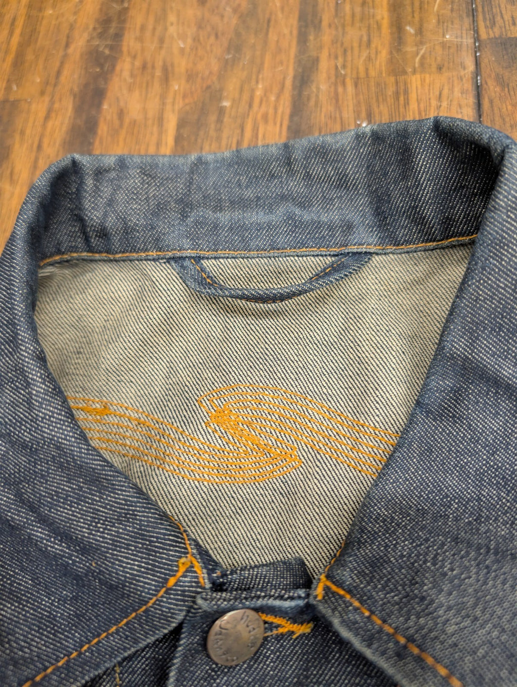 Nudie Jeans Conny Organic Dry Blue Denim Jacket Mens L Raw