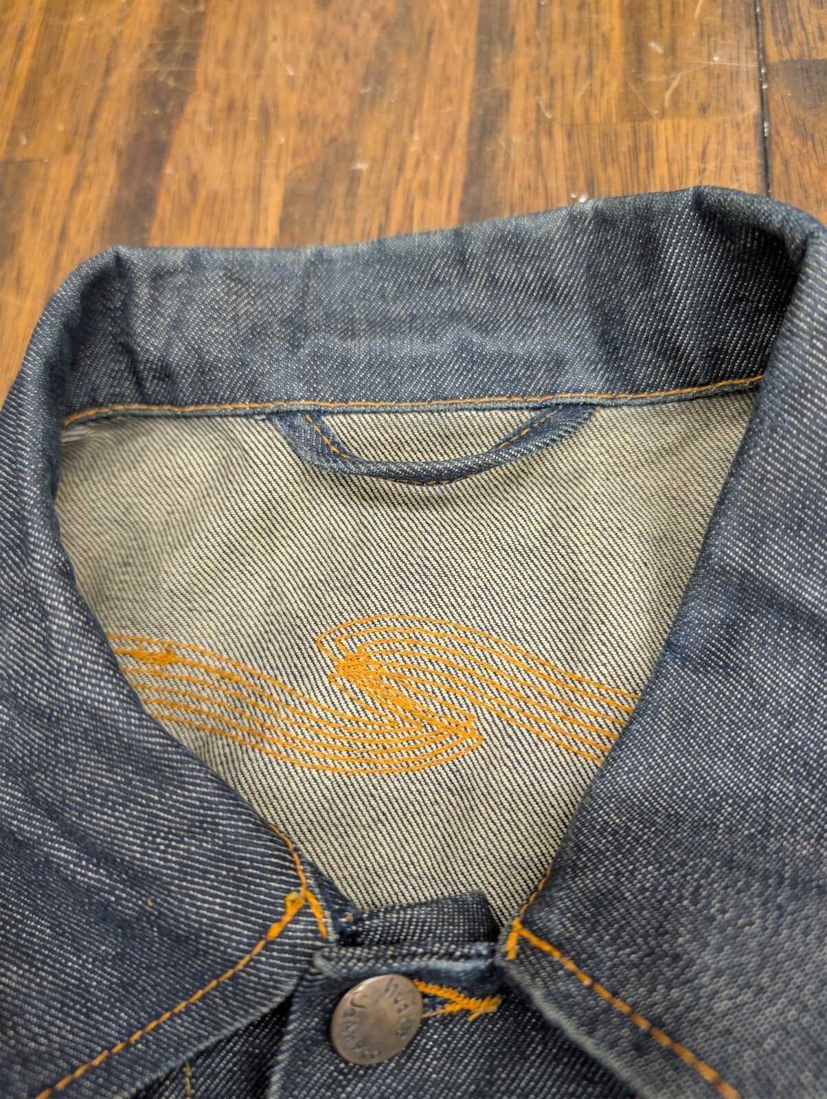 Nudie Jeans Conny Organic Dry Blue Denim Jacket Mens L Raw