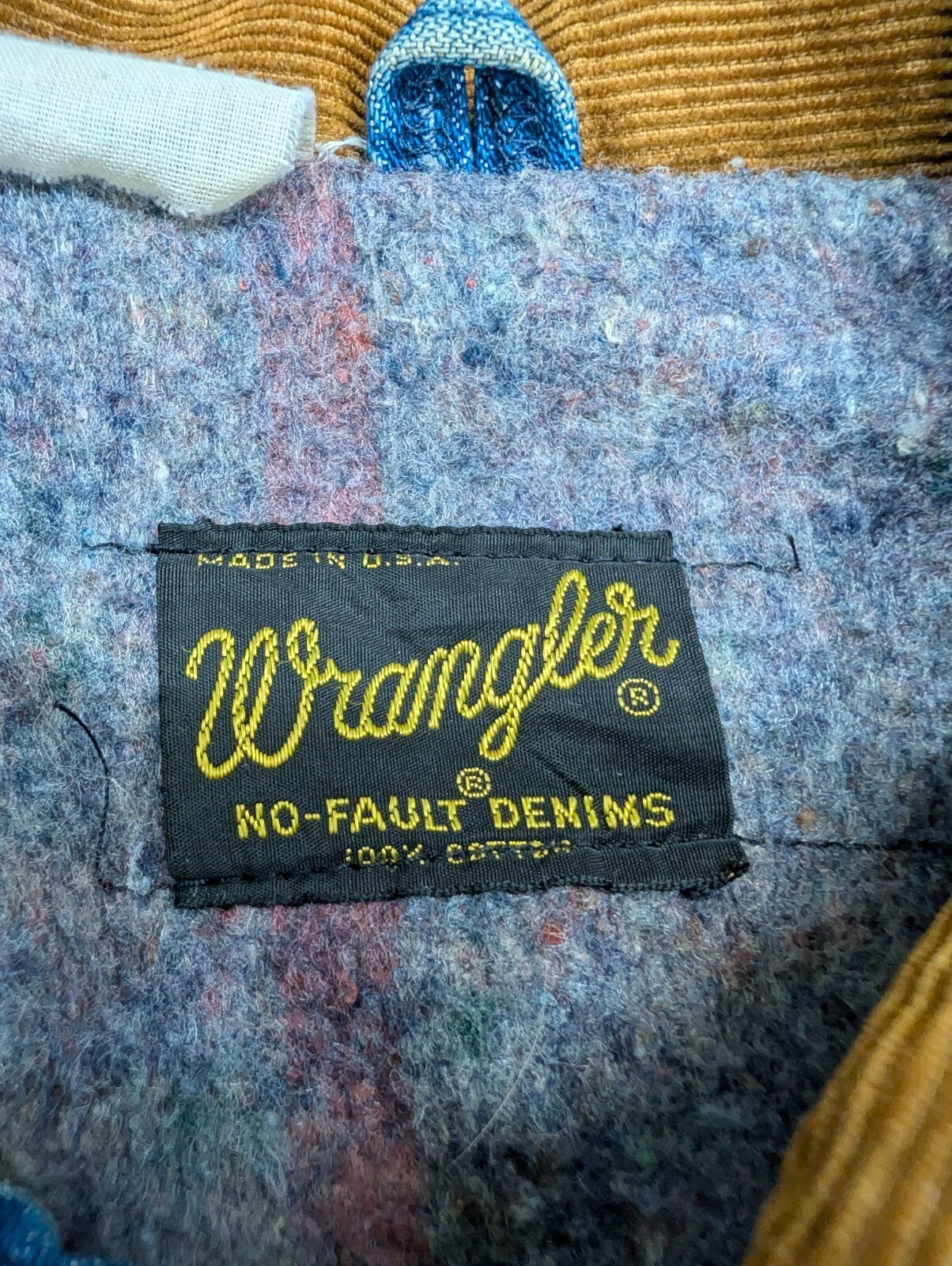 Wrangler No Fault Blanket Lined Denim Jacket USA Made Large